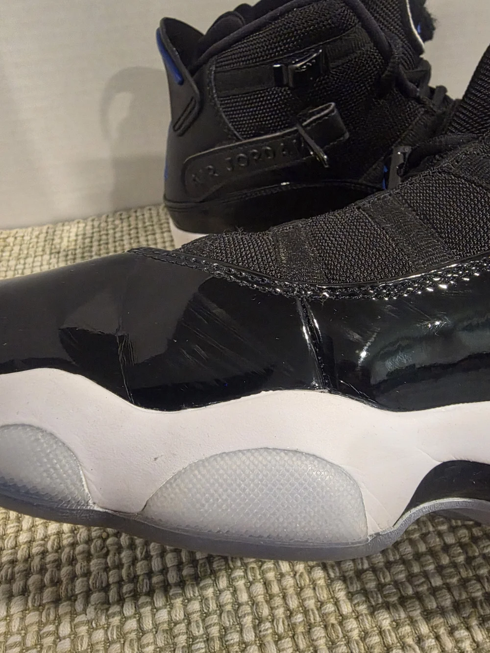 Air Jordan 6 Rings Black and True Blue Sneakers